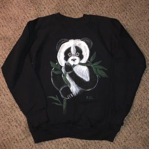 Sweater with hand painted panda bear 🐼